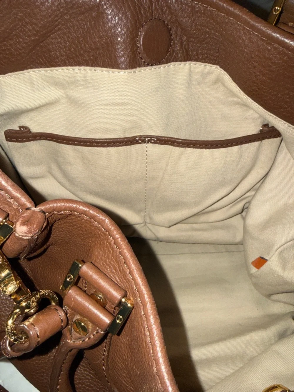 Tory Burch Amanda Hobo Purse Crossbody with Strap Brown Pebbled Leather EUC